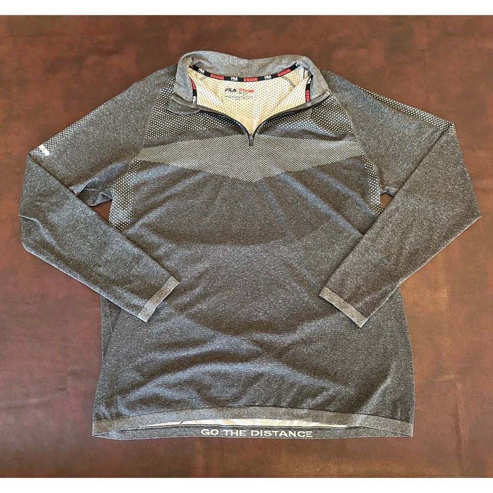 Fila Sport Running Go The Distance Mens XXL Gray Quarter Zip Pullover Shirt